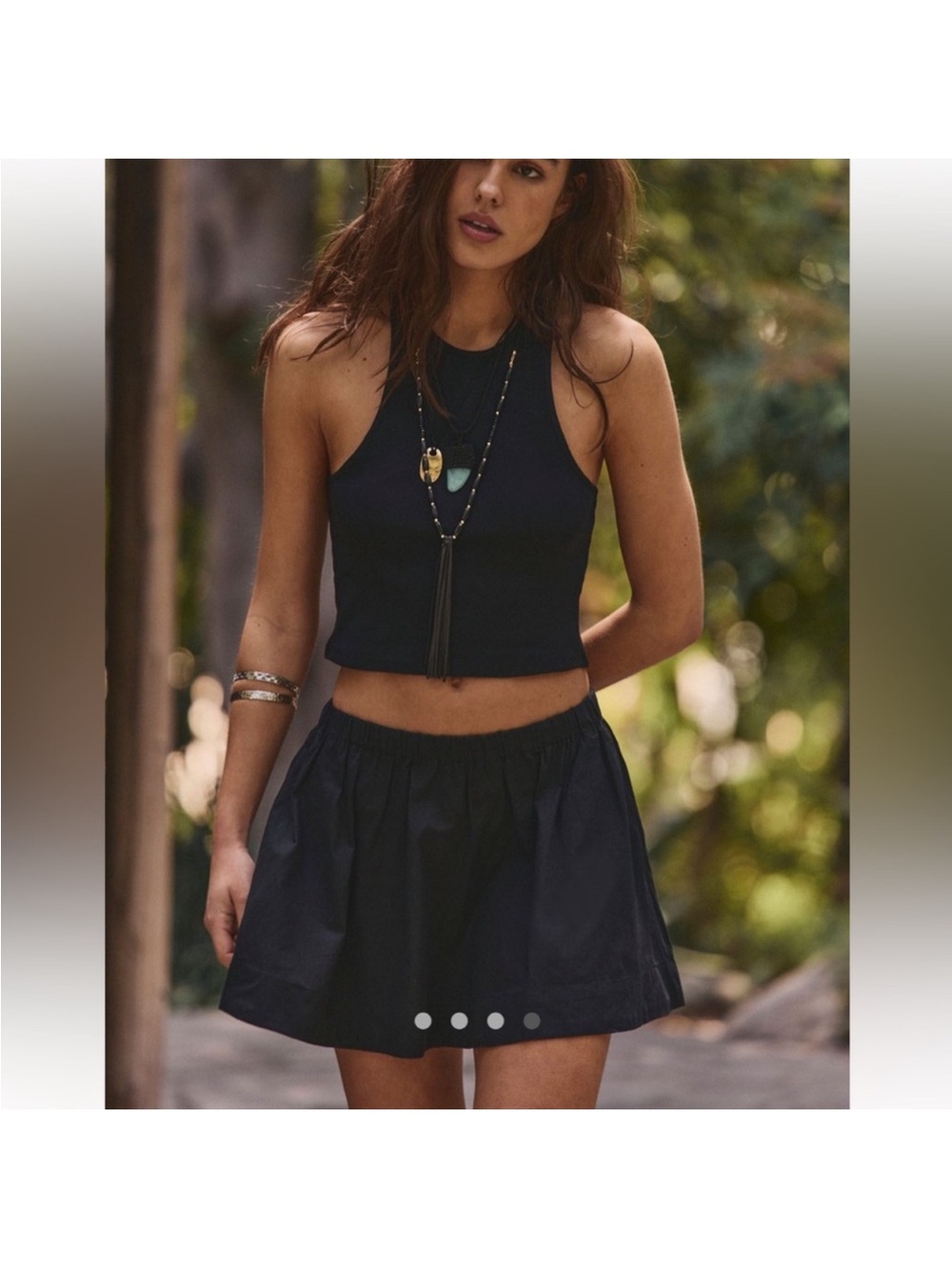 Free People”Free-EST”Milani Set. Black Cropped Halter Tank Too w skirt/pockets
